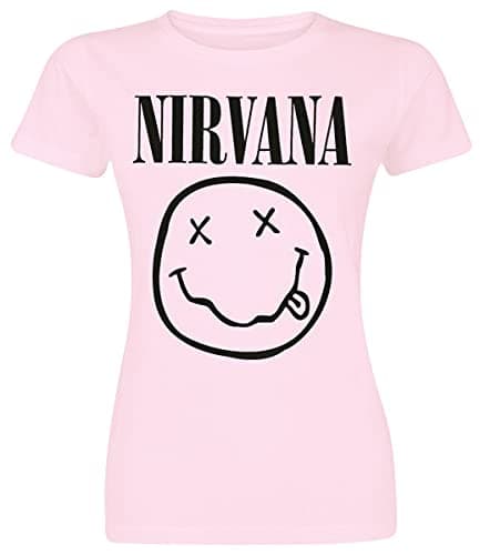 Nirvana T Shirt Classic Band Logo Official Womens Junior Fit Pink Size L