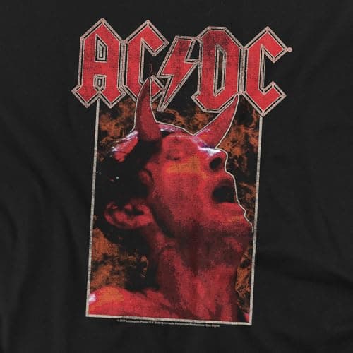 Popfunk AC DC Angus with Horns Rock Band T-shirt, Black (Medium)