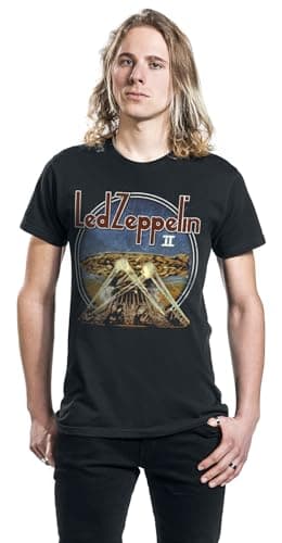 Led Zeppelin T Shirt Lzii Searchlights Band Logo Official Mens Black Size L