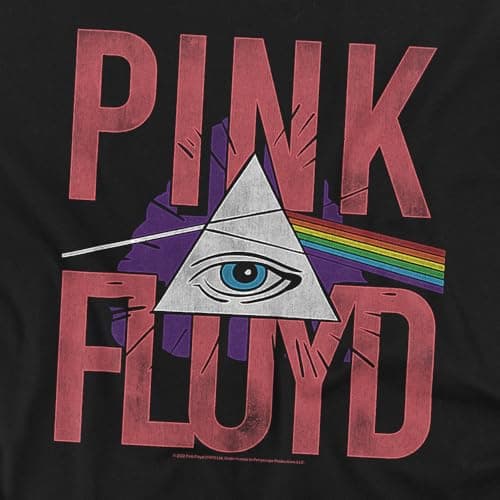 Popfunk Pink Floyd All-Seeing Prism Unisex Adult T Shirt, Black, Large