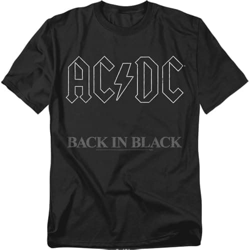 Popfunk ACDC Back in Black Logo Rock Album T Shirt (Large)