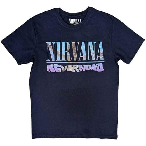 Nirvana T Shirt Nevermind Band Logo Official Mens Navy Blue Size XL