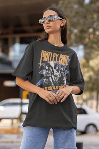 Motley Crue Rock Band Girls '87 Tour Mens Short Sleeve T Shirt 80s Vintage Graphic Tees Smoke