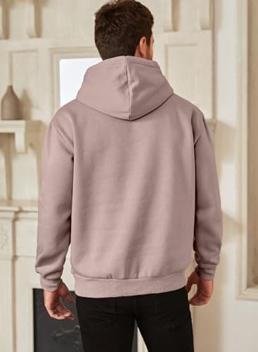 JMIERR Men's Sweatshirt Mens Fall Vintage Drawstring Hoodies Sweatshirts for Men Long Sleeve Hooded Pullover with Pockets Collar Fleece Casual Basic Simple Winter Shirts Sweater Pink