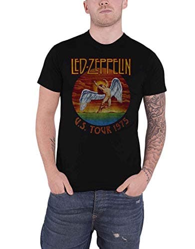 Led Zeppelin Men's Ledzeppelin_USA Tour, Black (Black Black), X-Large