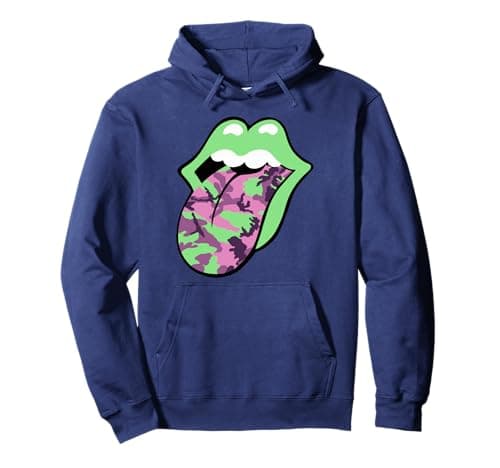 Official Rolling Stones Pink Camo Tongue Pullover Hoodie