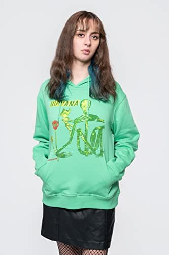 Nirvana Hoodie Incesticide Band Logo Official Unisex Green Pullover Size S