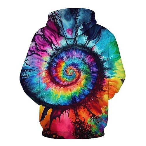 TiwBski Novelty Tie Dye Style Hoodies for Men Spiral Streak Print Sweatshirt Pullover,Multicolor1,XL