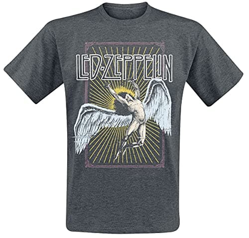Led Zeppelin T Shirt Icarus Colour Band Logo Official Mens Dark Heather Size L