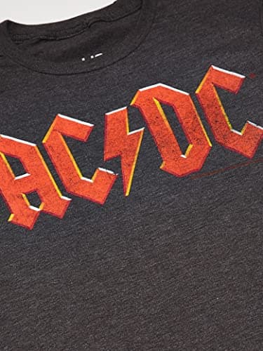 Liquid Blue Men's Ac/dc Vintage Logo Short Sleeve T-Shirt, Charcoal Heather, Large