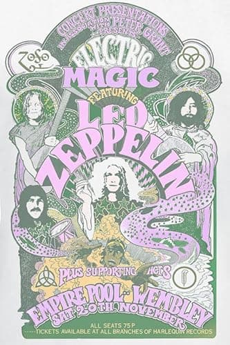 Plastic Head Led Zeppelin Electric Magic White Womens Fitted T-Shirt (Medium, m)