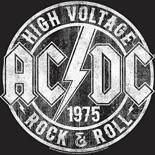 ACDC High Voltage 1975 Rock & Roll Mens Short Sleeve T Shirt Vintage Style Classic Rock Graphic Tees Black Heather