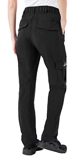Rdruko Women's Hiking Pants Petite Lightweight Water-Resistant Quick Dry Travel Cargo Work Pants with Zipper Pockets Black Medium