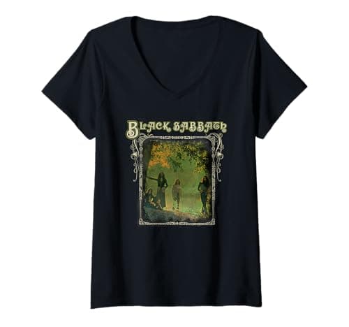 Womens Black Sabbath Official Trees Photo Framed V-Neck T-Shirt
