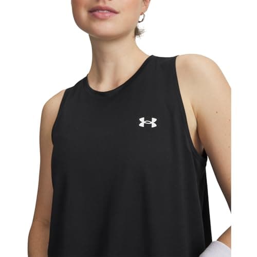 Under Armour Womens Tech Tank Top, (001) Black / / White, Medium