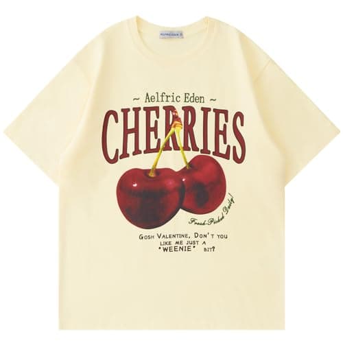 Aelfric Eden Camiseta Oversized Gráficos Estampado Cerezas