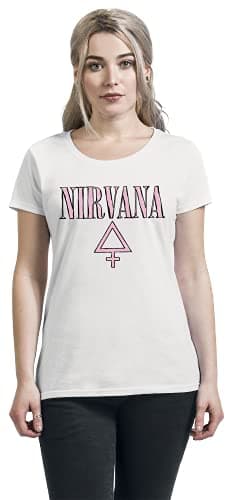 Nirvana T Shirt Femme Band Logo Official Womens Junior Fit White Size L