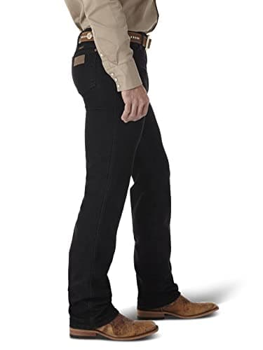 Wrangler Men's Cowboy Cut Stretch Slim Fit Boot Cut Jean, Black Stretch, 42W x 30L