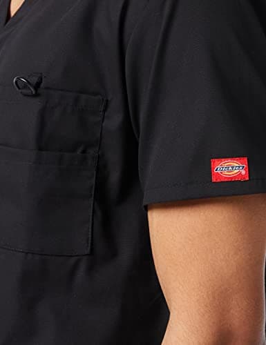 Dickies Men's EDS Signature V-Neck Scrub Top, Black, Large
