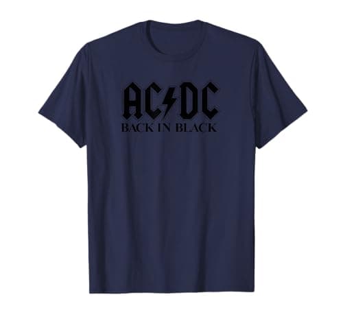Official AC/DC Back in Black Logo Rock Band Music Vintage T-Shirt