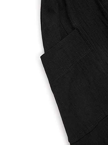 SweatyRocks Women's Casual High Waist Pleated A-Line Midi Skirt with Pocket Black S