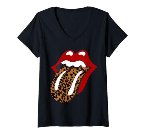 T-shirt Rolling Stones Femme Leopard Tongue V-Neck – Notre Avis Complet