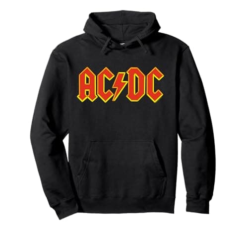 Official AC/DC Yellow Outline Red Logo Band Classic Pullover Hoodie