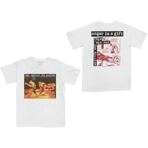Rage Against The Machine Men's Anger is A Gift T-Shirt White Large | Officially Licensed Merchandise