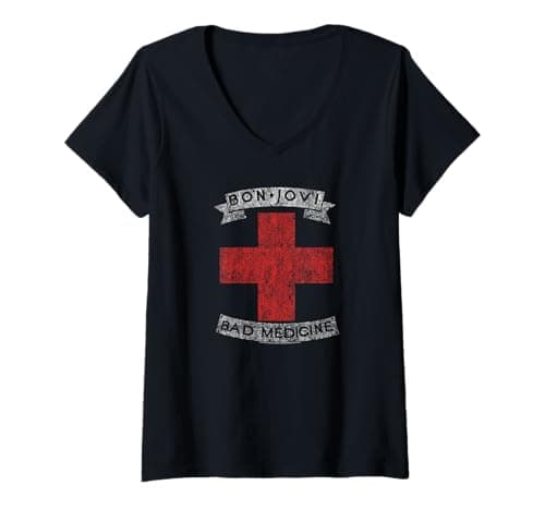 Bon Jovi Bad Medicine V-Neck T-Shirt Review: Official Merch Worth It?