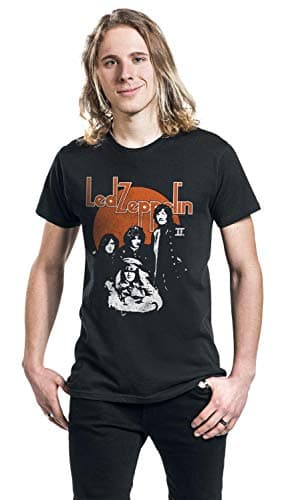 Led Zeppelin T Shirt Orange Circle Band Logo Official Mens Black Size XXL