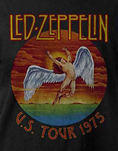 Led Zeppelin Men's Ledzeppelin_USA Tour, Black (Black Black), X-Large