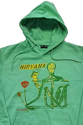 Nirvana Hoodie Incesticide Band Logo Official Unisex Green Pullover Size S