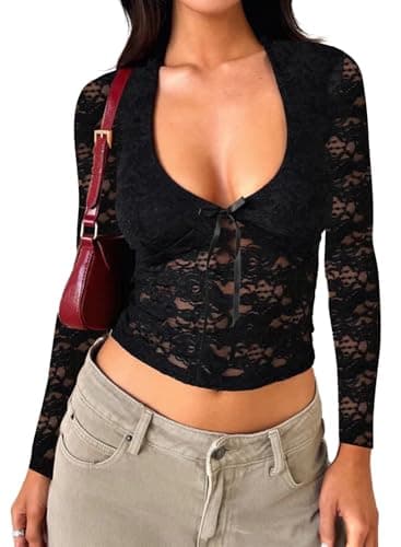Camibso de Encaje Y2K para Mujer: Reseña Honesta del Top Falechay Low Cut con Lazo