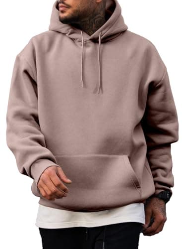 JMIERR Men's Sweatshirt Mens Fall Vintage Drawstring Hoodies Sweatshirts for Men Long Sleeve Hooded Pullover with Pockets Collar Fleece Casual Basic Simple Winter Shirts Sweater Pink