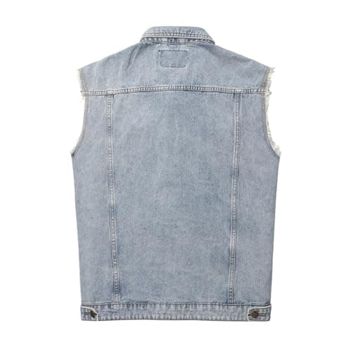 Ginsiom Men's Denim Vest,Sleeveless Jean Jacket Ripped Stretchy Distressed Battle Vest for Men Sleeve Less Outerwear(938Blue,XL)