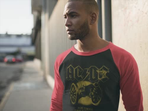 ACDC T Shirt for Those About to Rock Adult 3/4 Raglan Baseball Tee Red Sleeve T Shirts Graphic Tees