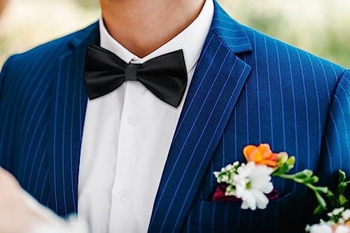 HISDERN Black Bow Ties for Men Bowties Pretied Solid Color Classic Satin Bow Tie Formal Business Tuxedo Adjustable Bowtie for Wedding Party