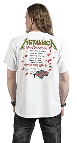 Metallica Men's One Landmine (Back Print) Slim Fit T-Shirt X-Large White