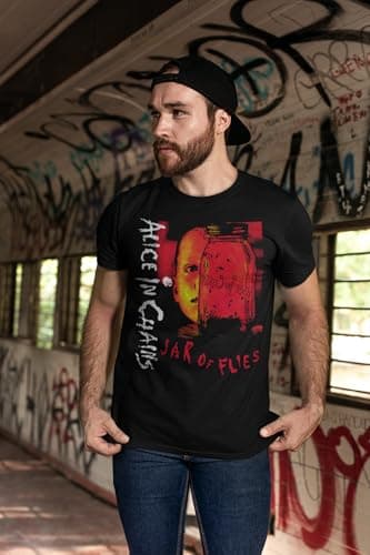 American Classics Alice in Chains T-Shirt - Jar of Files Mens Short Sleeve 90s Music Vintage Style Graphic Tees - Black, Large