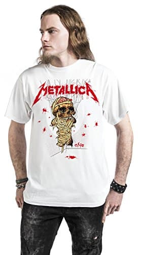 Metallica Men's One Landmine (Back Print) Slim Fit T-Shirt X-Large White