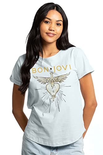 Bon Jovi Women's T-Shirt Review: Greatest Hits Rolled Sleeve Fashion Fit