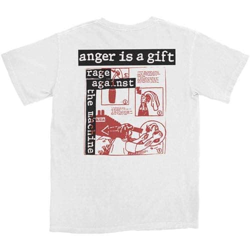 Rage Against The Machine Men's Anger is A Gift T-Shirt White Large | Officially Licensed Merchandise