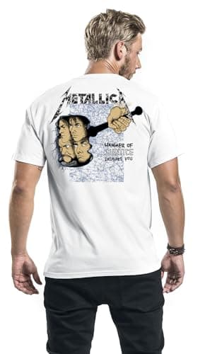 Metallica T Shirt Justice For All Band Logo Official Mens White Size S