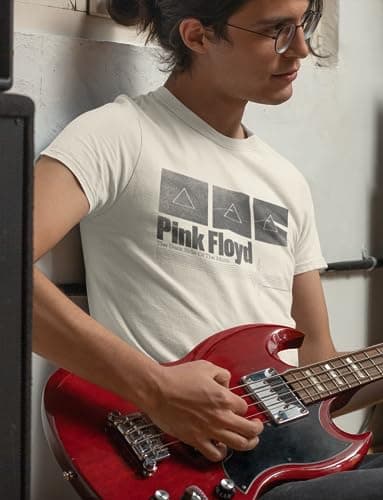 Pink Floyd Dark Side of The Moon Prism Boxes Mens Short Sleeve T Shirt Vintage Style Graphic Tees Natural