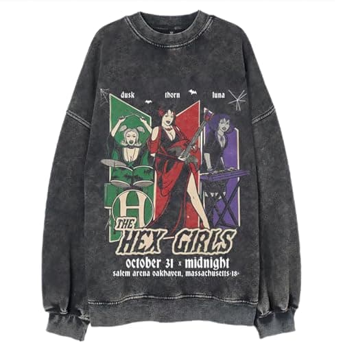 Bellelement Retro The Hex Girls Inspired Sweatshirt Goth Rock Music Shirt, M Black