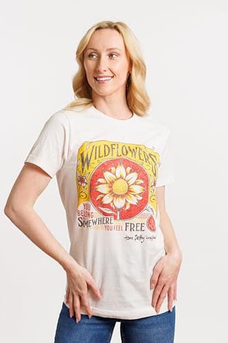 American Classics Tom Petty Wildflowers You Belong Somewhere You Feel Free Adult Short Sleeve 90s Graphic Tees - Natural, X-Large