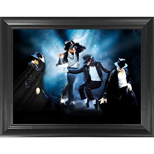 Michael Jackson King of Pop Moonwalk Framed 3D Lenticular Poster - 14.5x18.5" - Unbelievable Life Like Framed 3D Art Pictures, Lenticular Posters, Cool Art Deco, Unique Wall Art Décor