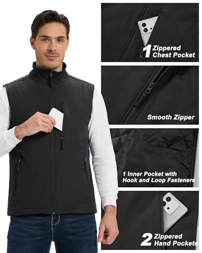 Outdoor Ventures Men's Casual Outerwear Vest Lightweight Winter Zip Up Sleeveless Jacket for Hiking Travel Golf Running