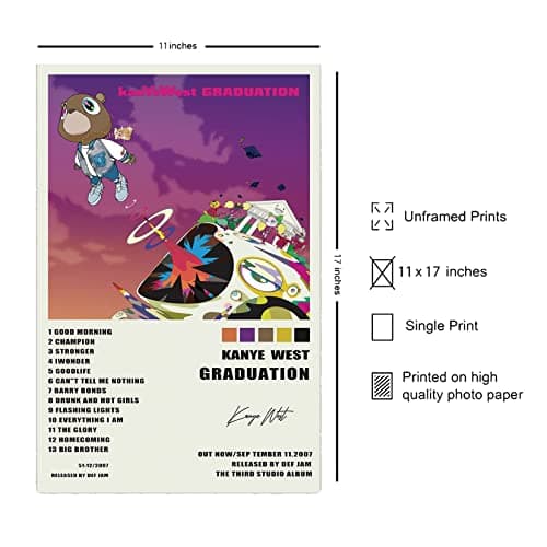 XIHOO Kerry Kanye Graduation Art Poster - Signed Limited Edition Album Cover - Matte Frameless Gift - 11 x 17 inch (28cm x 43cm)