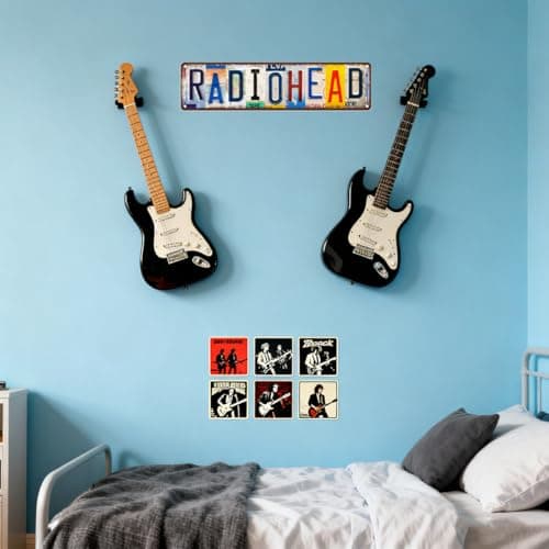 Vintage Radiohead Metal Tin Sign Poster,Street Signs, License Plates for Music Room Home Bar Wall Decor,Music Band Album Artist Posters,16x4 inches, Suitable for Studio, Funky Bedroom, Living Room Cool Decoration, and Merch Gifts for Band Fans